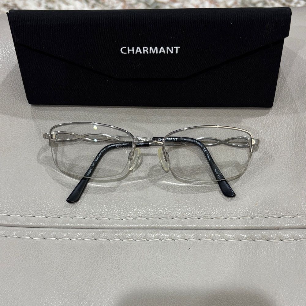 CHARMANT CH29204 WP SILVER and WHITE TITANIUM AUTHENTIC EYEGLASSES 52-18